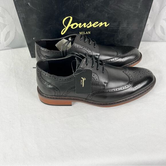 Jousen Milan AMY601 Black Wingtip Dress Shoes NIB - Picture 3 of 6